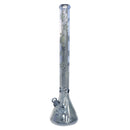 24" Water Pipe with Beaker Base Chrome Finish with Snowflake Design