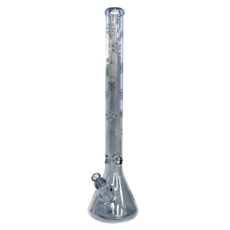 24" Water Pipe with Beaker Base Chrome Finish with Snowflake Design