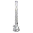 24" Water Pipe with Beaker Base Chrome Finish with Snowflake Design
