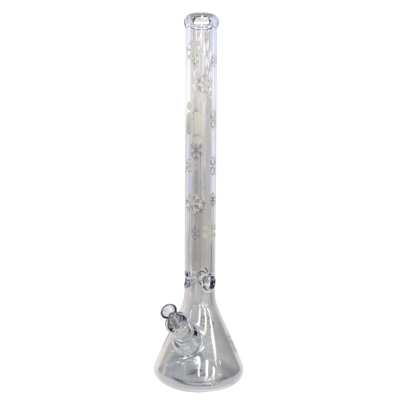 24" Water Pipe with Beaker Base Chrome Finish with Snowflake Design