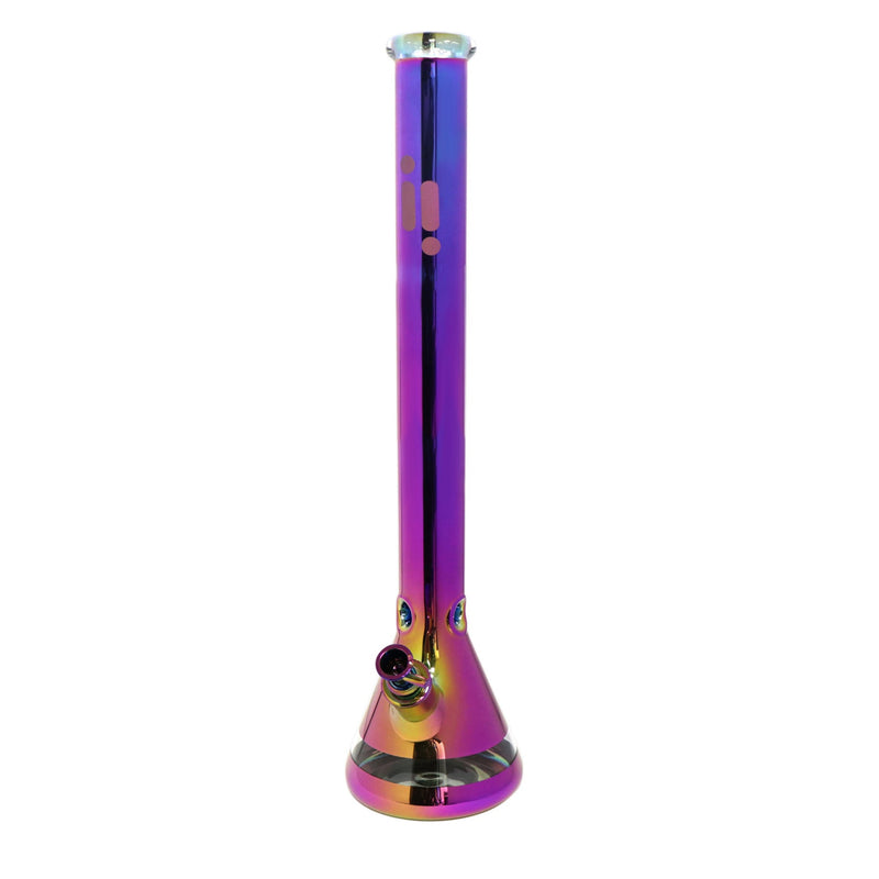 24" Water Pipe with Beaker Base Chrome Finish with Leaf Design