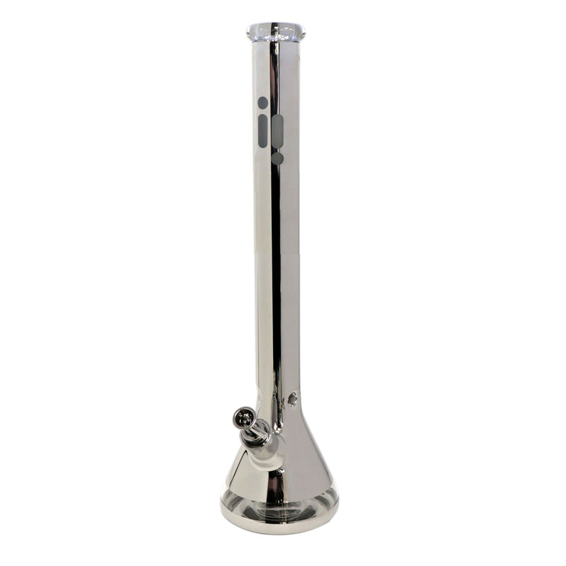 24" Water Pipe with Beaker Base Chrome Finish with Leaf Design
