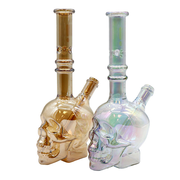 12" Water Pipe with Chrome Skull Face