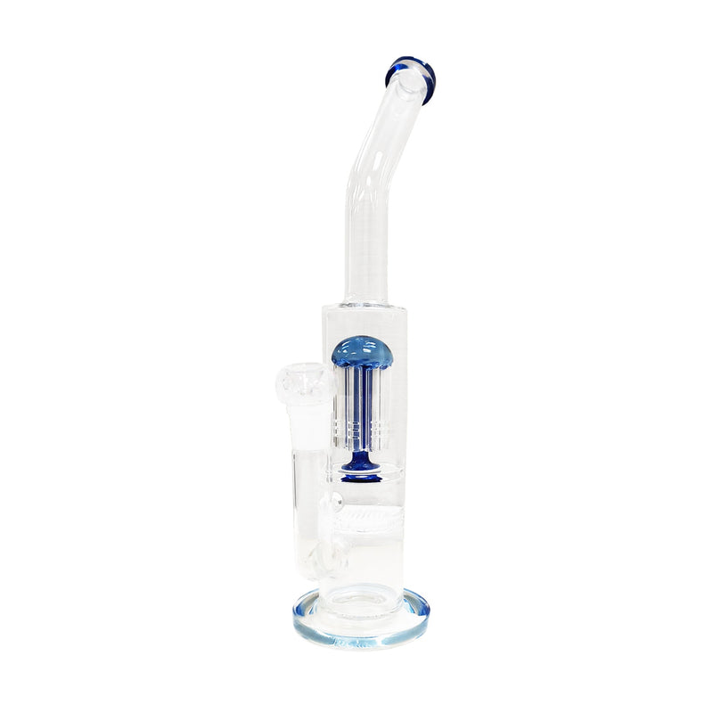 14" Straight Tube Water Pipe with Tree Perc and Bent Neck