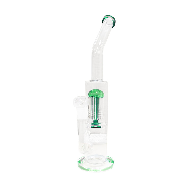 14" Straight Tube Water Pipe with Tree Perc and Bent Neck