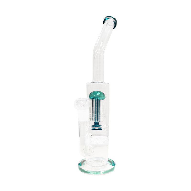 14" Straight Tube Water Pipe with Tree Perc and Bent Neck