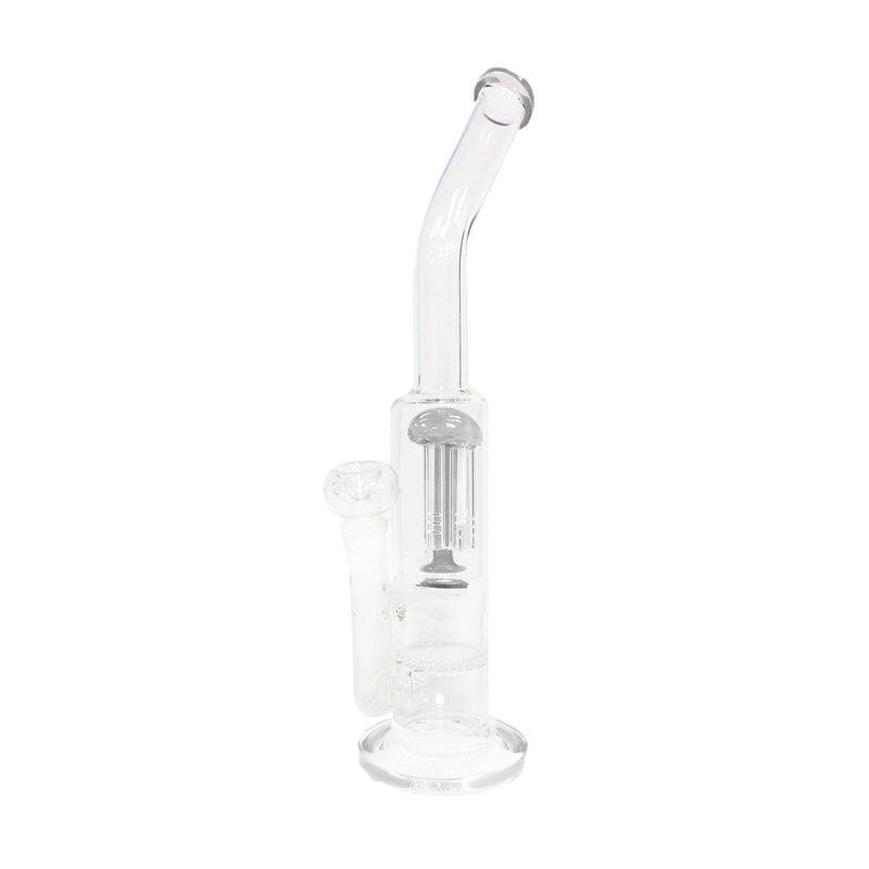 14" Straight Tube Water Pipe with Tree Perc and Bent Neck