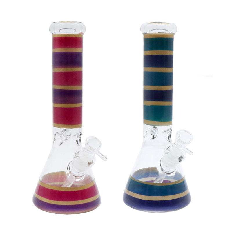 12" Water Pipe with Stripe Design and Ice Catcher