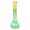 14" Water Pipe with Peacock and Leaf Print, 7mm