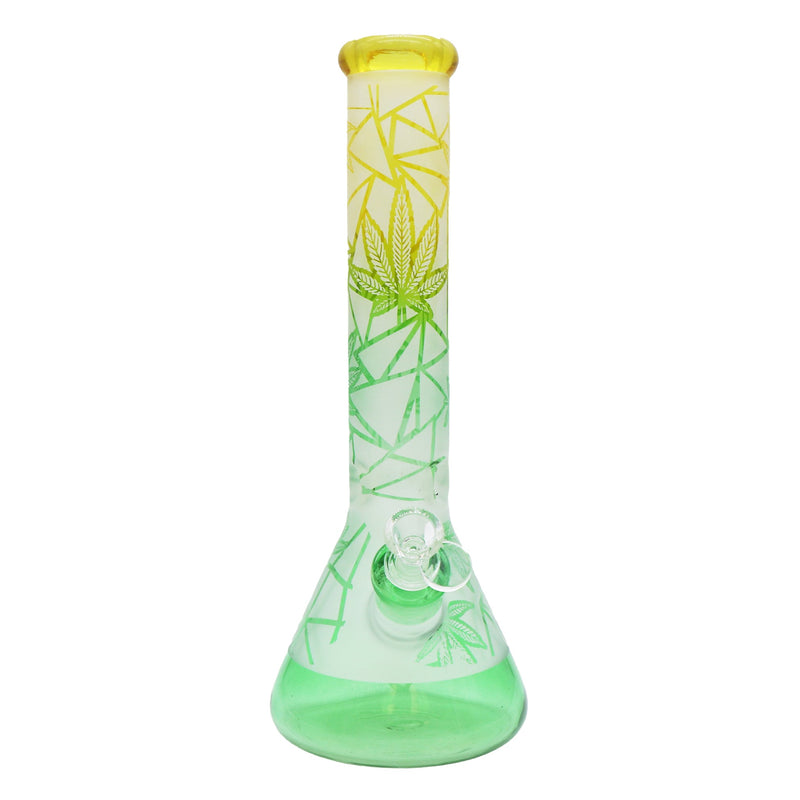 14" Water Pipe with Peacock and Leaf Print, 7mm