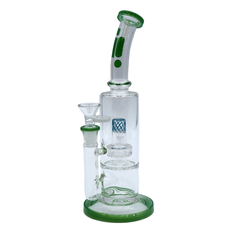 10" Water Pipe with Barel Perk, Stemless, Bent Neck