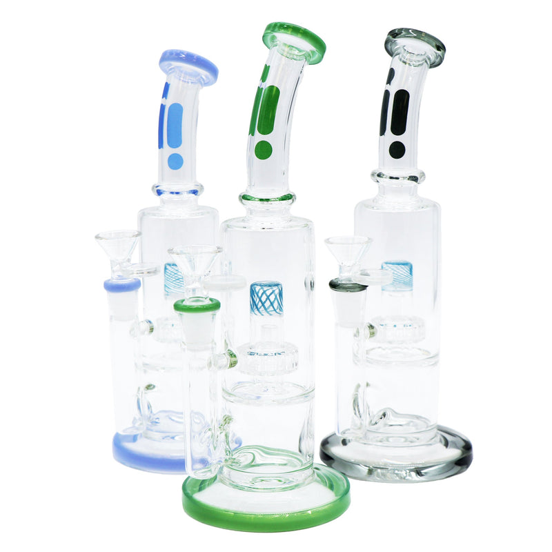 10" Water Pipe with Barel Perk, Stemless, Bent Neck