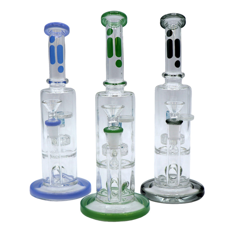 10" Water Pipe with Barel Perk, Stemless, Bent Neck