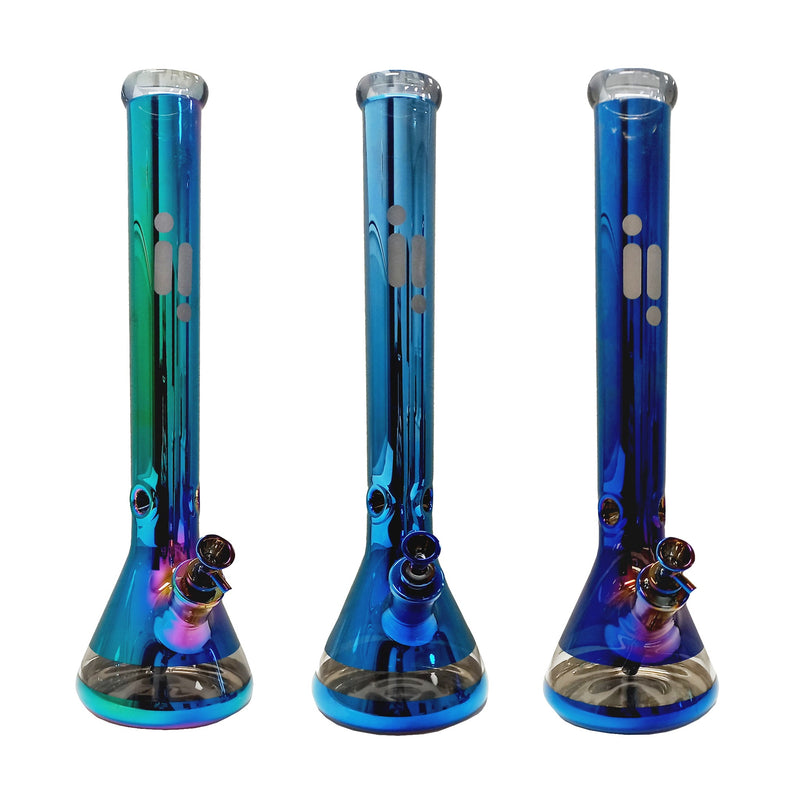 18" Metallic Multi-Colour Water Pipe beaker base with Ice Catcher