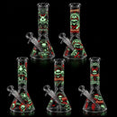 10" Glow-in-the-Dark Skull Graphic Beaker Glass Bong Super Supplys Inc