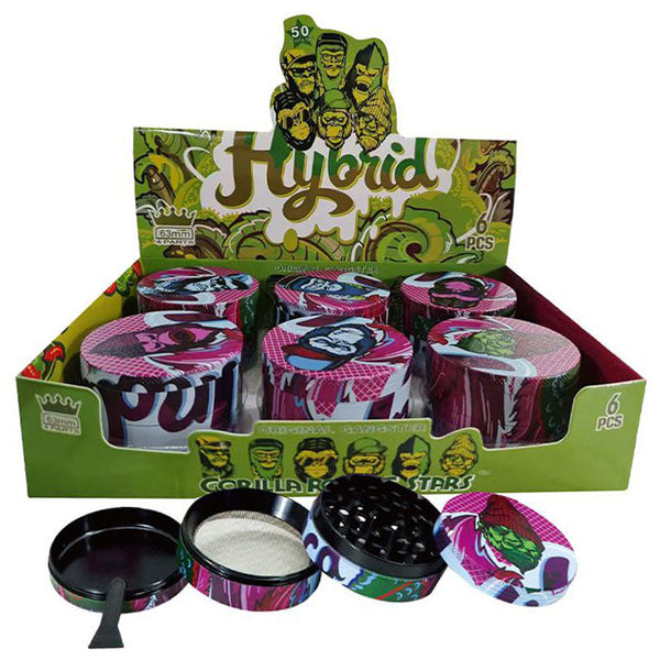 O 4 Part Grinder Hybrid, Rolling Stars Assorted Color & Printed Design [GRS-H6918]