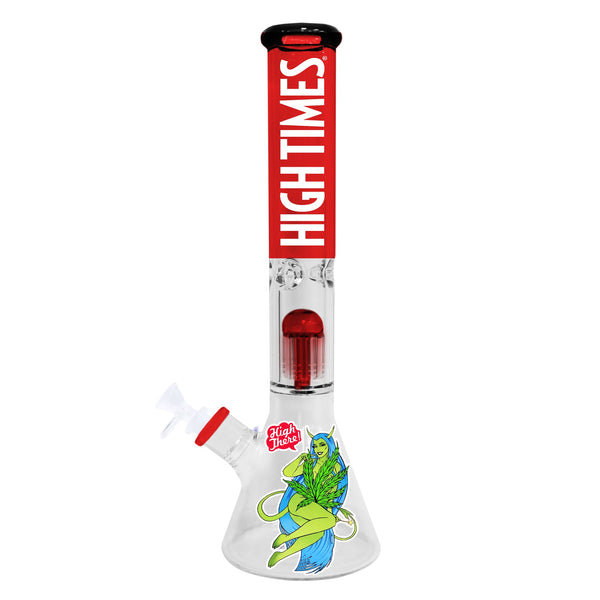 High Times - 16" High There Water Pipe, 8 Arm Tree Perk, Ice Catcher