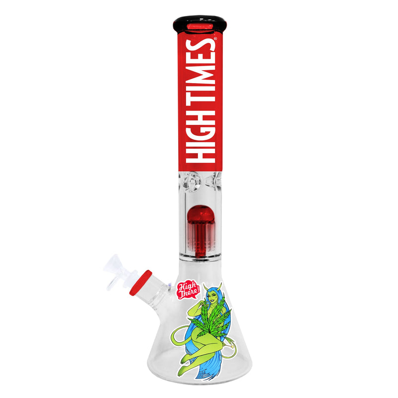 High Times - 16" High There Water Pipe, 8 Arm Tree Perk, Ice Catcher