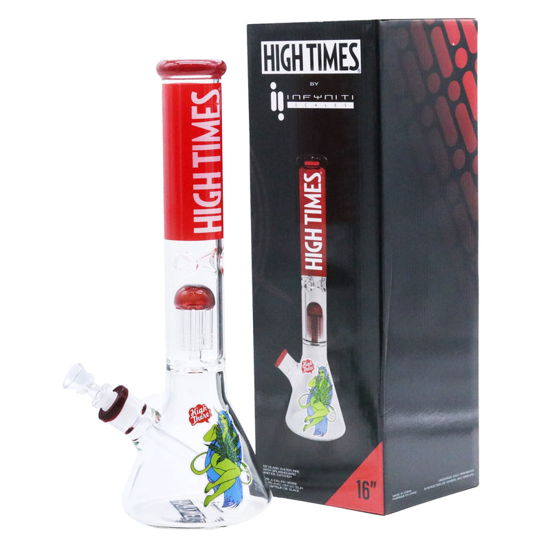 High Times - 16" High There Water Pipe, 8 Arm Tree Perk, Ice Catcher