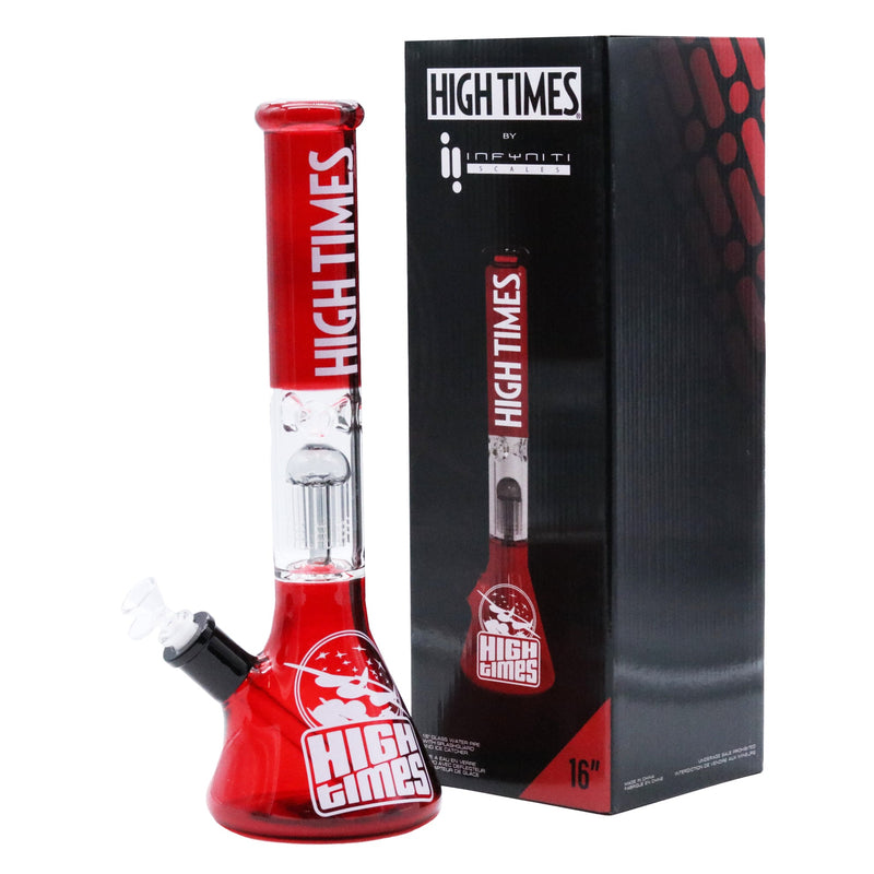 High Times - 16" Square Plane Water Pipe, 8 Arm Tree Perk, Ice Catcher