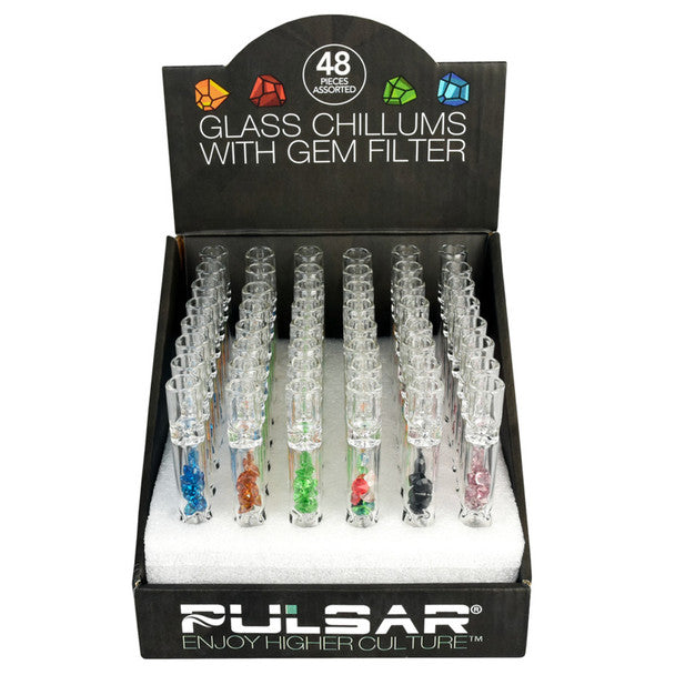 SC Pulsar 4" Chillums with Gem Filter 48 count Display