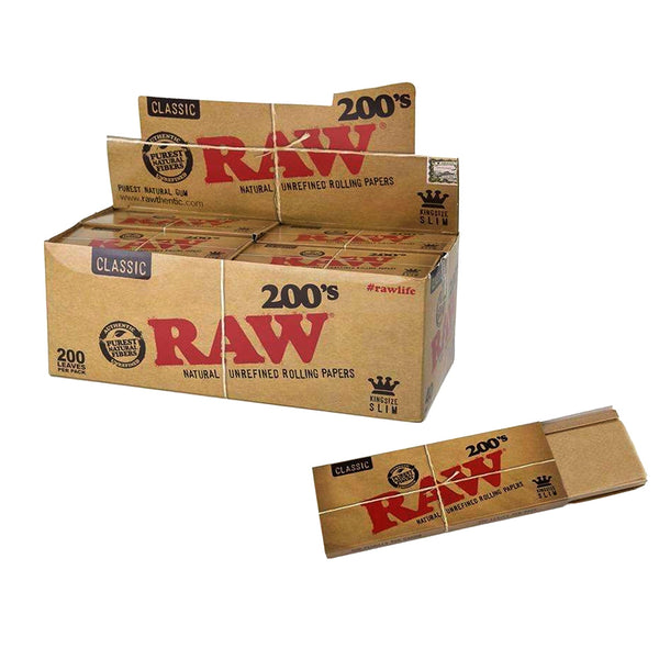 Raw Classic Creaseless King Size Slim Rolling Papers 200 40 ct
