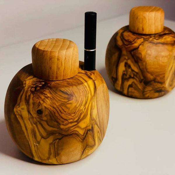 O Olive Wood Apple Dugout/Smoker's Gift