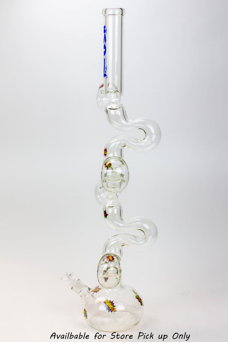 36" KUSH Glass 7mm Giant Zig Zag Zong / bong [KU070]- - One Wholesale