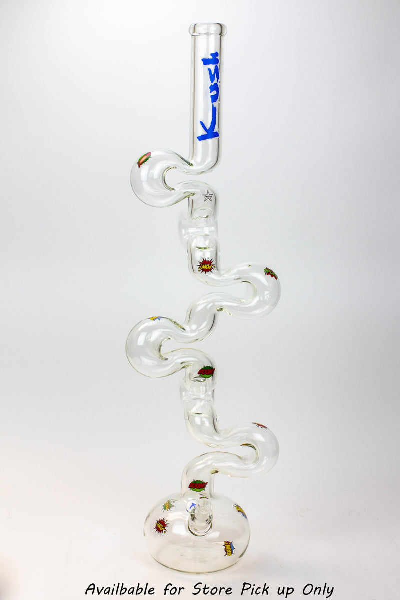 36" KUSH Glass 7mm Giant Zig Zag Zong / bong [KU070]- - One Wholesale