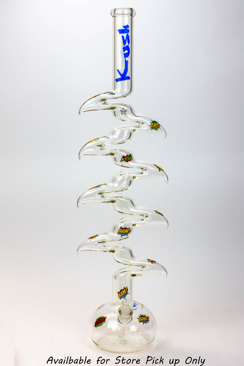 36" KUSH Glass 7mm Giant Zig Zag Zong / bong [KU069]- - One Wholesale