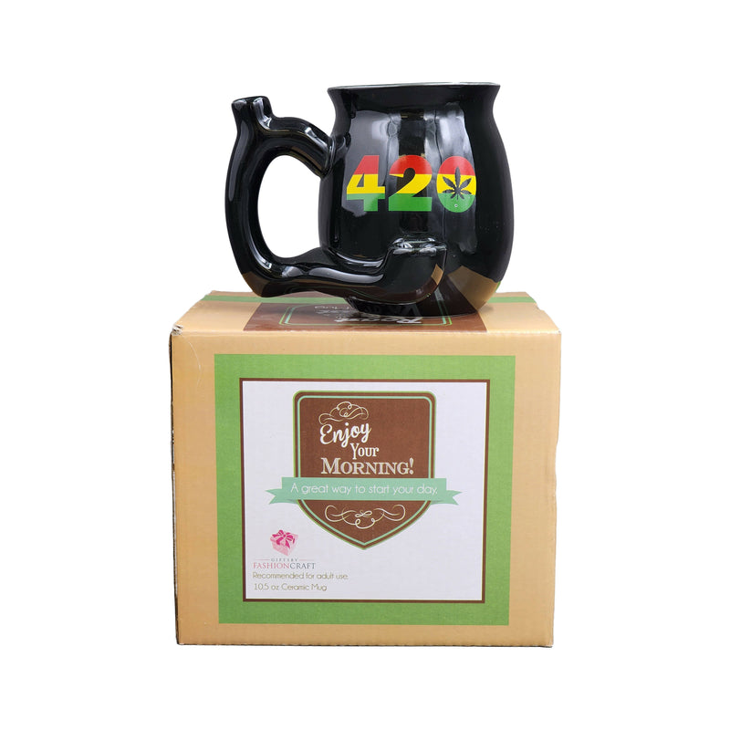 O 420 Mug - Black Mug with Rasta Colors