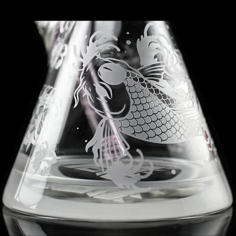 SC Castle Glassworks 16 inch 9mm beaker Koi Fish design