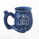 ROAST & TOAST "SIP PUFF PASS" PIPE MUG - SHINY BLUE WITH WHITE PRINT Mug Pipe Roast and Toast Gifts
