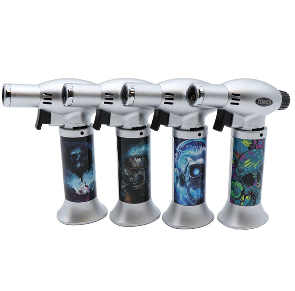 3 Flame Torch Lighters - Skulls