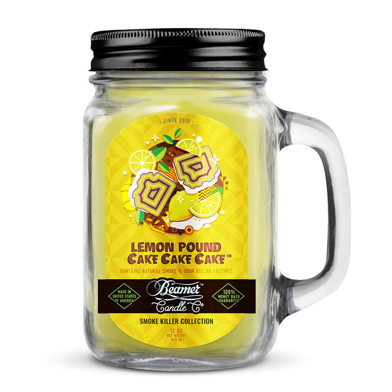Beamer Candle Co. 7oz & 12oz Glass Mason Jar - Lemon Pound Cake