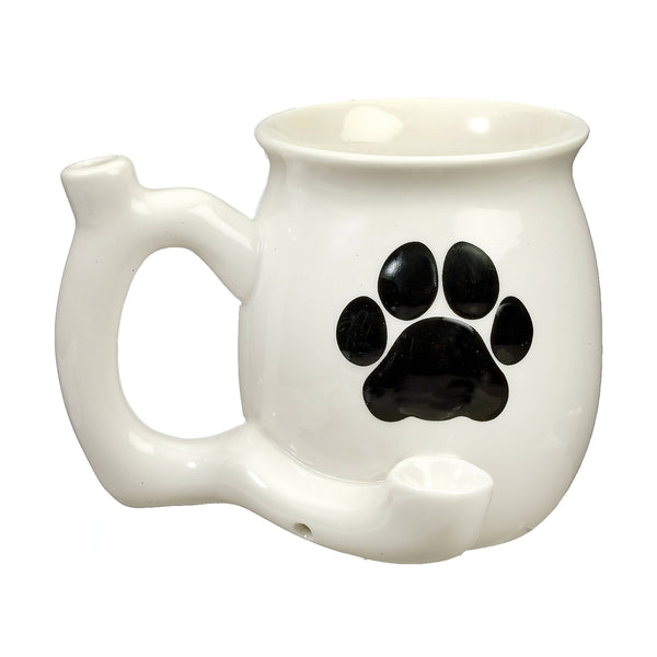 O dog paw mug - white with black paw