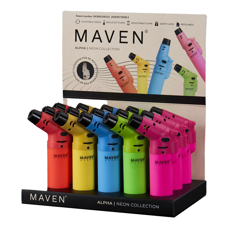 SC Maven Alpha Neon Torch Lighter 15 ct Display