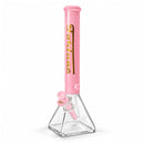 Fortune 18" 7mm Square Base Glass Water Pipe – 50mm Neck Glass Bong Fortune Pink