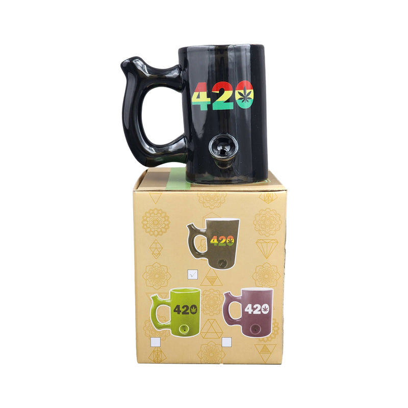 O 420 Mug - Black Mug with Rasta Colors