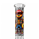 10" Graffiti Bear Glass Beaker - Glow in the Dark Glass Bong Super Supplys Inc