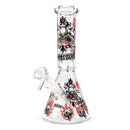 10" Glow-in-the-Dark Skull Graphic Beaker Glass Bong Super Supplys Inc C