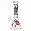 10" Glow-in-the-Dark Skull Graphic Beaker Glass Bong Super Supplys Inc E