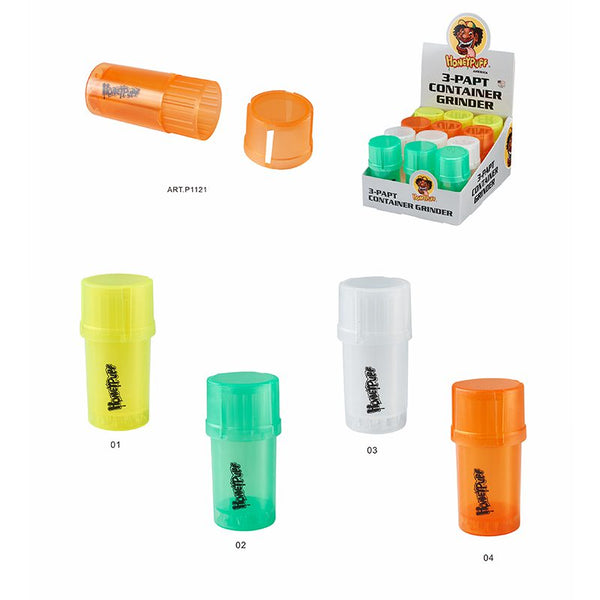 Honey Puff | 3 Parts Plastic Grinder With Storage Box of 12 [P1121] Herb Grinder Canadian Distributor