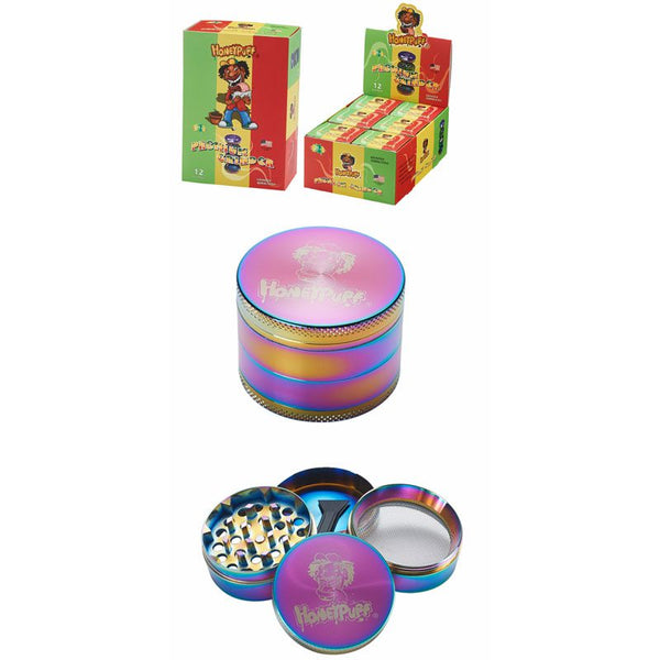 Honey Puff | 4 Parts 50mm Grinder-Rainbow Color Box of 6 [P1023] Herb Grinder Canadian Distributor