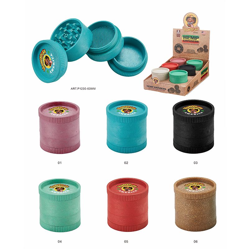 Honey Puff | 4 Part 63mm Honey Puff Plastic Grinder Box of 6 [P1230-63] Herb Grinder Canadian Distributor