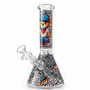 10" Graffiti Bear Glass Beaker - Glow in the Dark Glass Bong Super Supplys Inc A