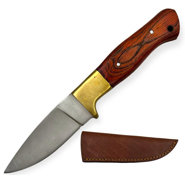 O 8" Red Hunting Knife-Red Wood [PC-125]