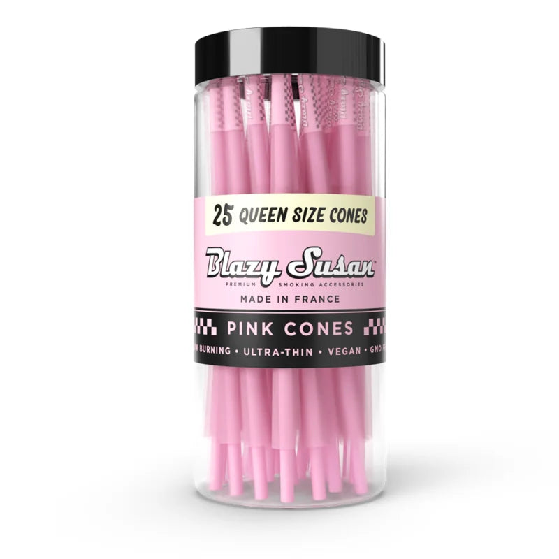 SC Pink Blazy Susan 25 ct 120 mm Queen Size Cones Rolling Papers