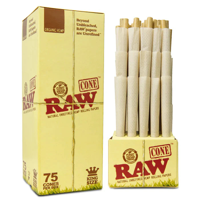 SC Raw Organic Hemp King Size Pre-Rolled Cones 75 Pack