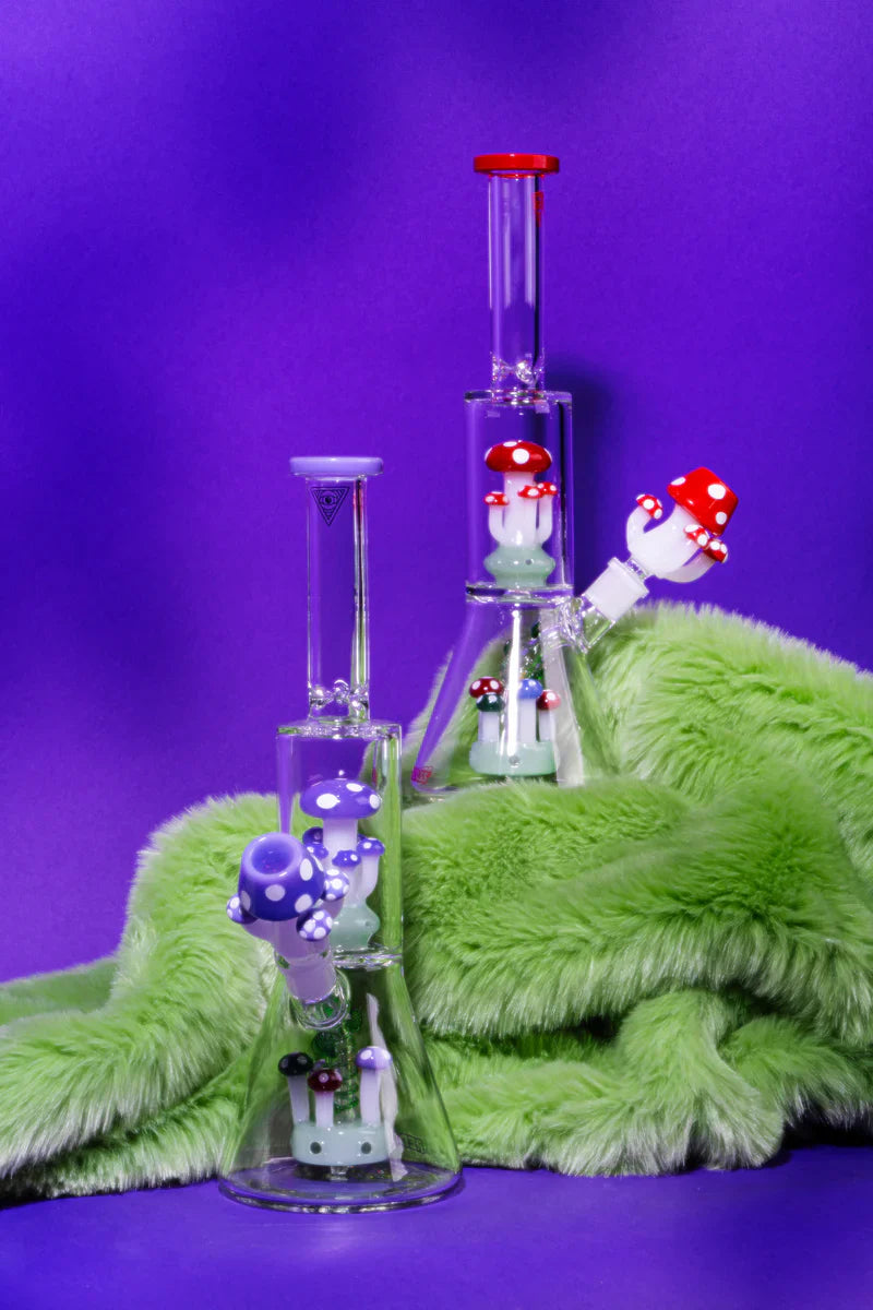 Red Eye Glass® | 12" Tall Red Amanita Dual Chamber Beaker Base Water Pipe Glass Bong West Coast Gifts